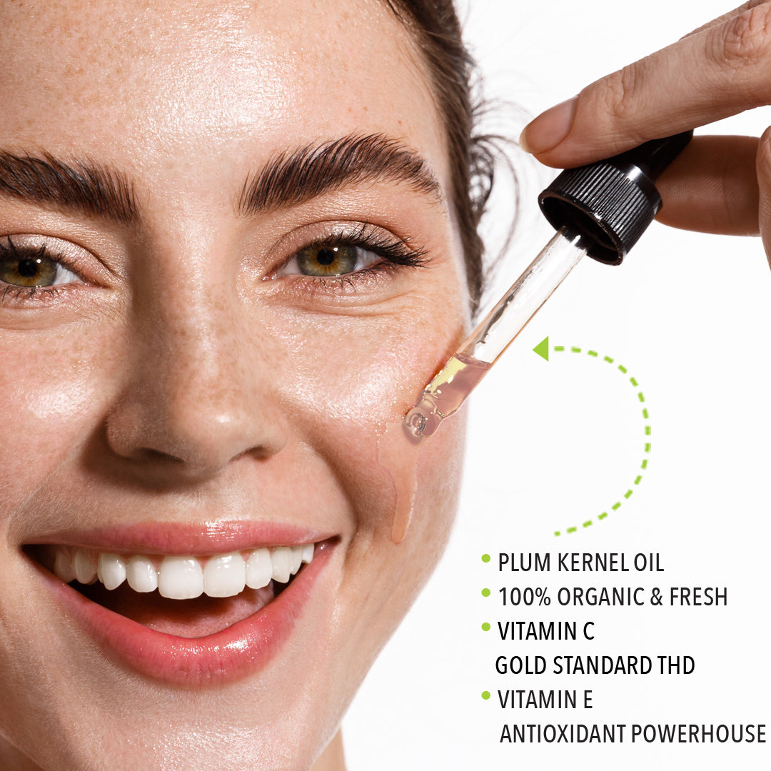 Plum Kernel Vitamin C Face Oil | Freshly Made | Vitamin C THD Supercharged | Organic