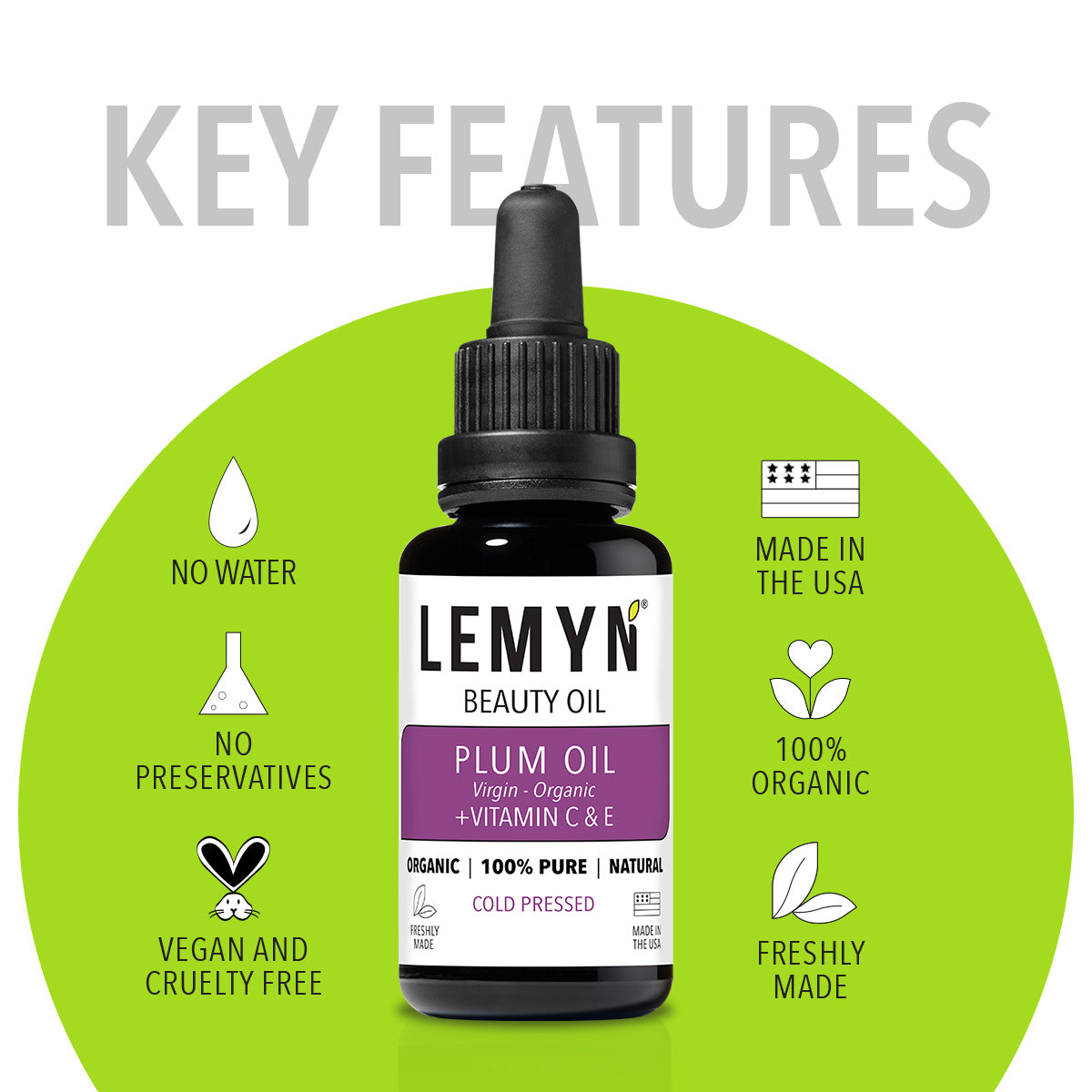 Plum Kernel Vitamin C Face Oil | Freshly Made | Vitamin C THD Supercharged | Organic