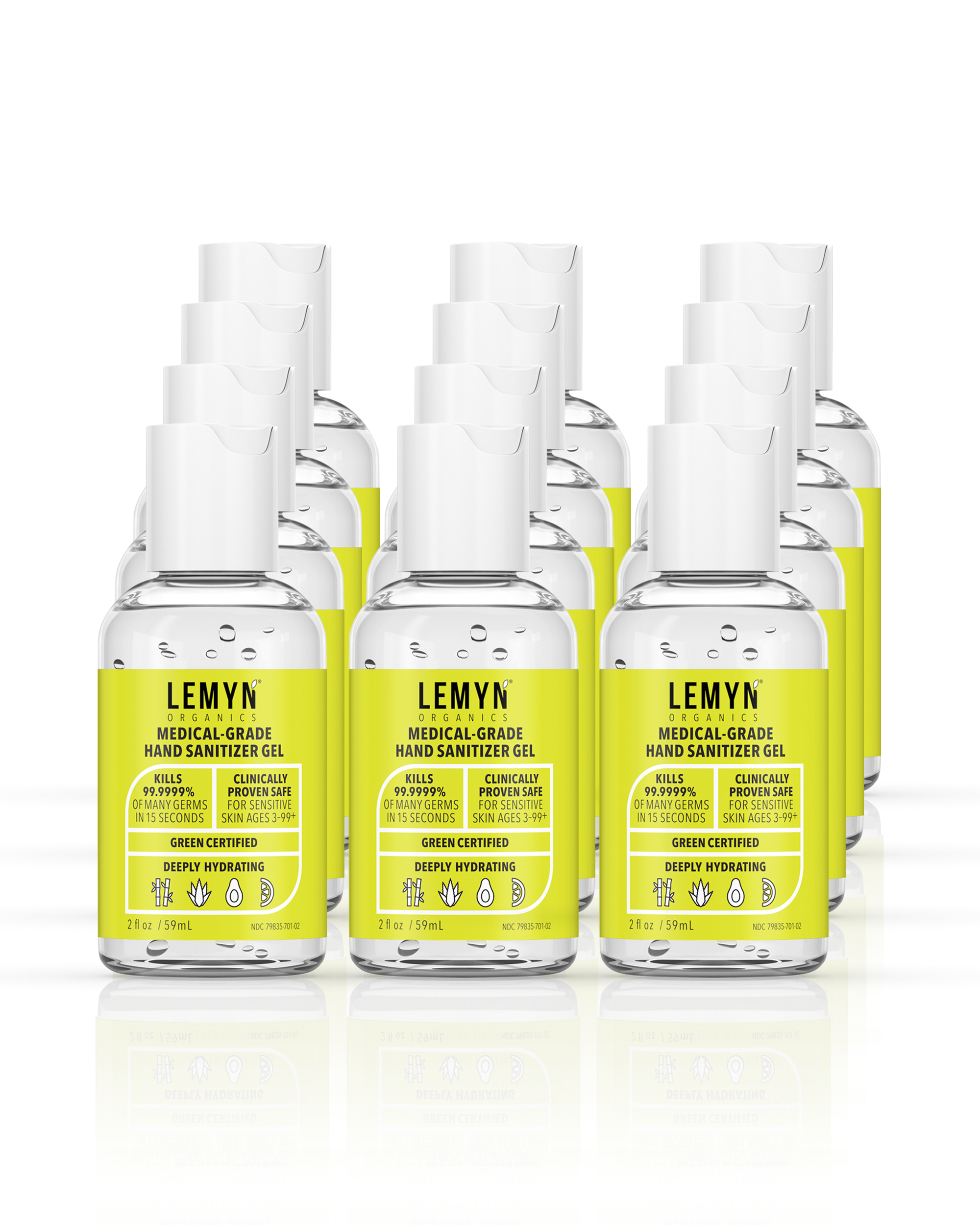 Lemyn Organics Hand Sanitizer | Green Certified & Medical Grade | 060ml - 2 Fl Oz with Disc Top
