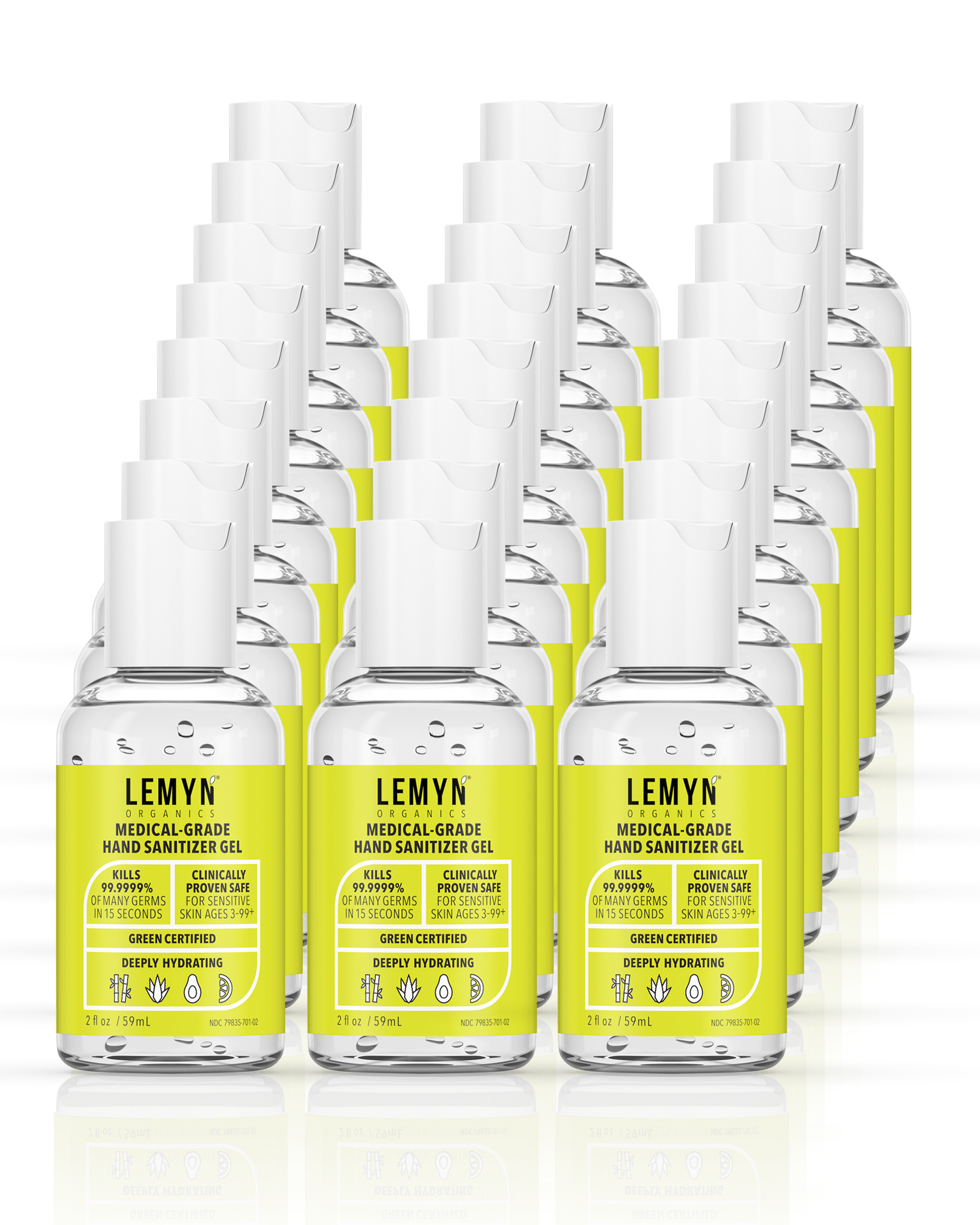 Lemyn Organics Hand Sanitizer | Green Certified & Medical Grade | 060ml - 2 Fl Oz with Disc Top