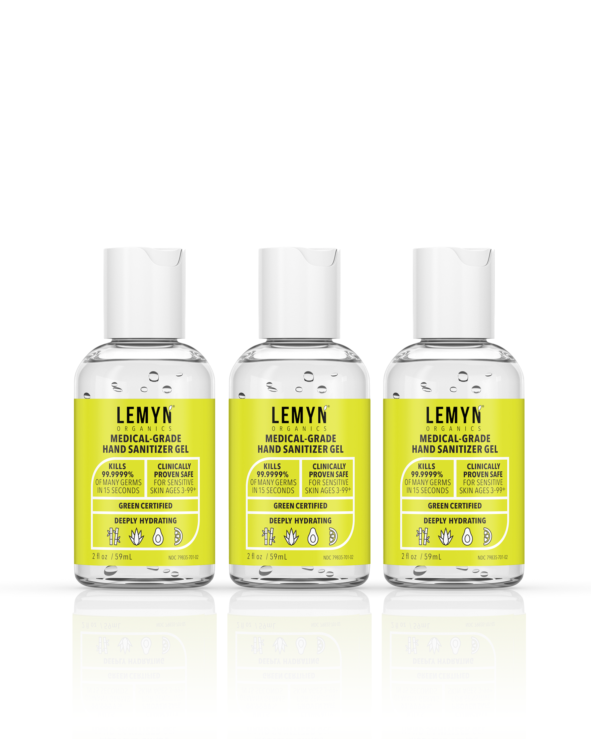Lemyn Organics Hand Sanitizer | Green Certified & Medical Grade | 060ml - 2 Fl Oz with Disc Top