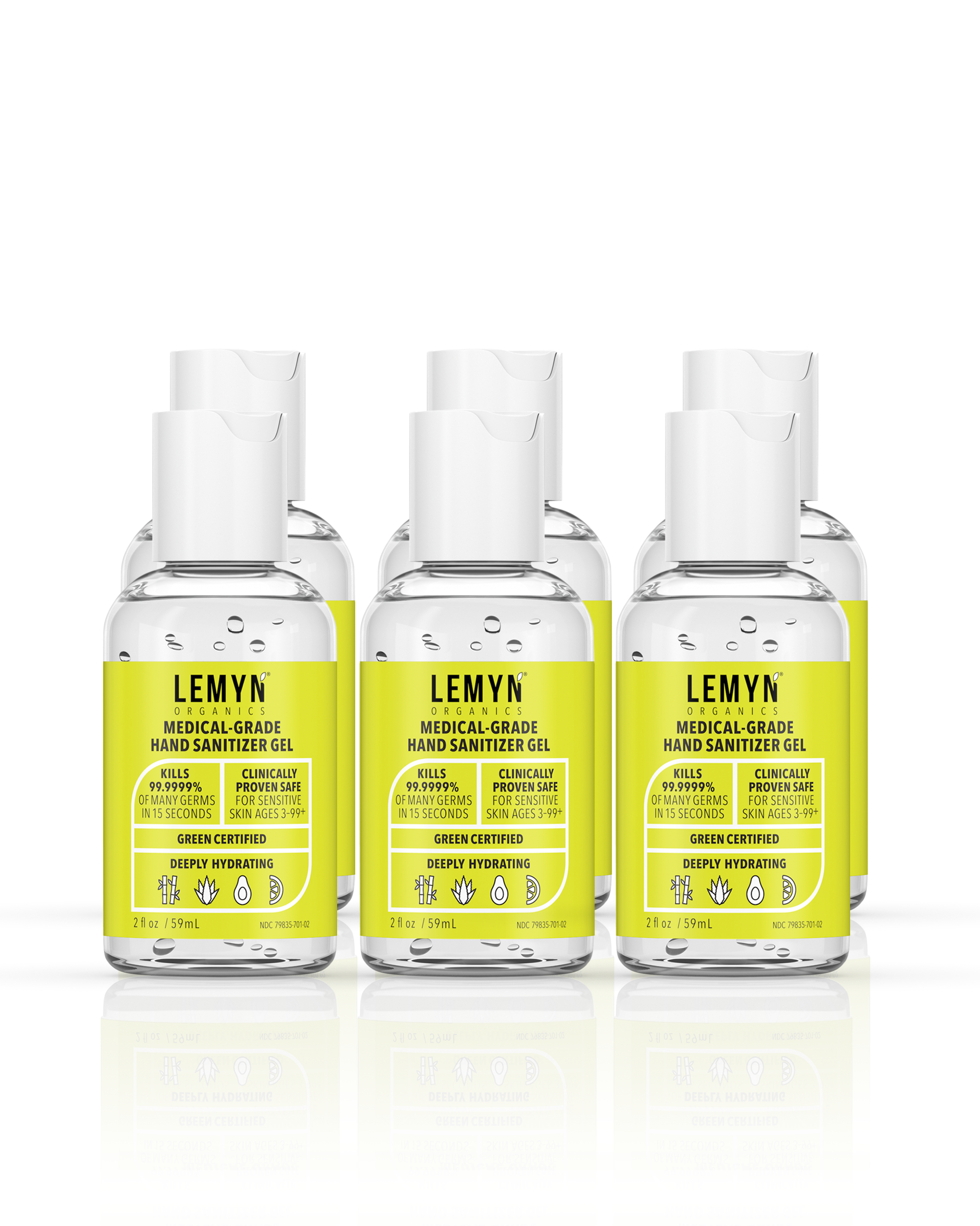 Lemyn Organics Hand Sanitizer | Green Certified & Medical Grade | 060ml - 2 Fl Oz with Disc Top
