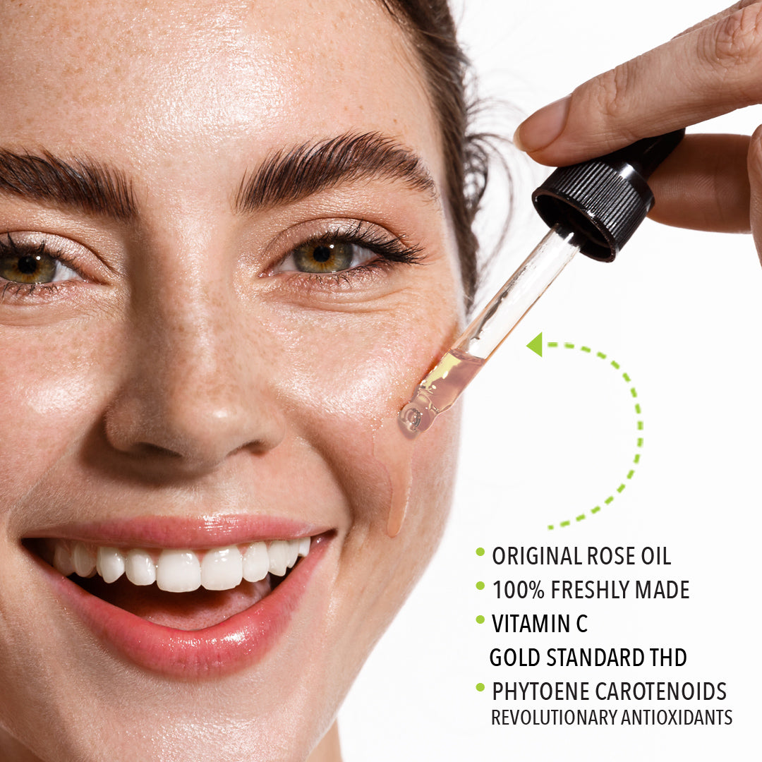 Rose Oil + Squalane & Vitamin C  | Enhanced with Carotenoids & Vitamin E | Freshly Made